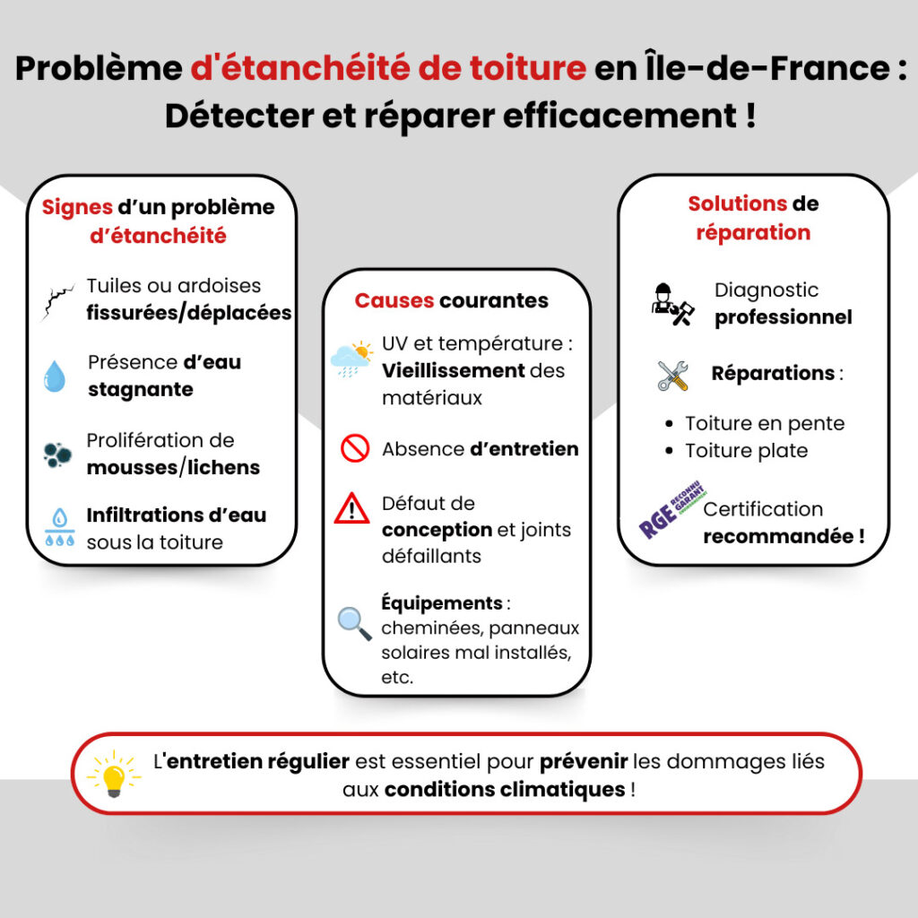 Infographie sur les problème d'étanchéité de toiture